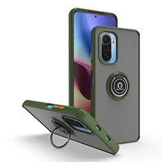 Funda Bumper Silicona y Plastico Mate Carcasa con Magnetico Anillo de dedo Soporte QW2 para Xiaomi Mi 11X 5G Ejercito Verde