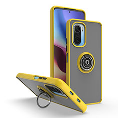 Funda Bumper Silicona y Plastico Mate Carcasa con Magnetico Anillo de dedo Soporte QW2 para Xiaomi Mi 11X Pro 5G Amarillo