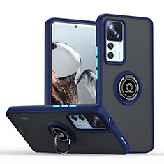 Funda Bumper Silicona y Plastico Mate Carcasa con Magnetico Anillo de dedo Soporte QW2 para Xiaomi Mi 12T 5G Azul