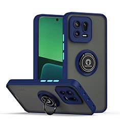 Funda Bumper Silicona y Plastico Mate Carcasa con Magnetico Anillo de dedo Soporte QW2 para Xiaomi Mi 13 5G Azul
