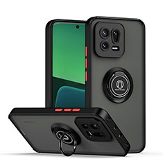 Funda Bumper Silicona y Plastico Mate Carcasa con Magnetico Anillo de dedo Soporte QW2 para Xiaomi Mi 13 5G Rojo y Negro