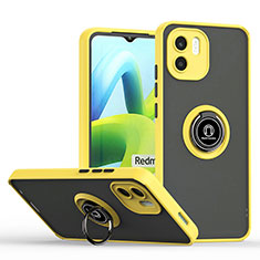 Funda Bumper Silicona y Plastico Mate Carcasa con Magnetico Anillo de dedo Soporte QW2 para Xiaomi Poco C50 Amarillo