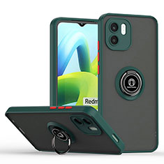 Funda Bumper Silicona y Plastico Mate Carcasa con Magnetico Anillo de dedo Soporte QW2 para Xiaomi Poco C51 Verde Noche