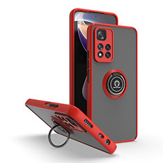 Funda Bumper Silicona y Plastico Mate Carcasa con Magnetico Anillo de dedo Soporte QW2 para Xiaomi Poco X4 NFC Rojo