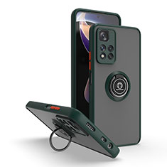 Funda Bumper Silicona y Plastico Mate Carcasa con Magnetico Anillo de dedo Soporte QW2 para Xiaomi Poco X4 NFC Verde Noche