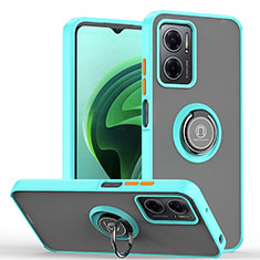 Funda Bumper Silicona y Plastico Mate Carcasa con Magnetico Anillo de dedo Soporte QW2 para Xiaomi Redmi 10 5G Cian