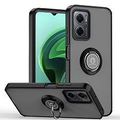 Funda Bumper Silicona y Plastico Mate Carcasa con Magnetico Anillo de dedo Soporte QW2 para Xiaomi Redmi 11 Prime 5G Negro