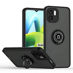 Funda Bumper Silicona y Plastico Mate Carcasa con Magnetico Anillo de dedo Soporte QW2 para Xiaomi Redmi A1 Negro