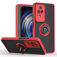 Funda Bumper Silicona y Plastico Mate Carcasa con Magnetico Anillo de dedo Soporte QW2 para Xiaomi Redmi K50 5G Rojo