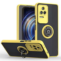 Funda Bumper Silicona y Plastico Mate Carcasa con Magnetico Anillo de dedo Soporte QW2 para Xiaomi Redmi K50 Pro 5G Amarillo