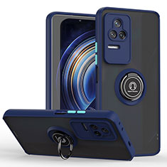 Funda Bumper Silicona y Plastico Mate Carcasa con Magnetico Anillo de dedo Soporte QW2 para Xiaomi Redmi K50 Pro 5G Azul