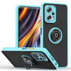 Funda Bumper Silicona y Plastico Mate Carcasa con Magnetico Anillo de dedo Soporte QW2 para Xiaomi Redmi K50i 5G Cian