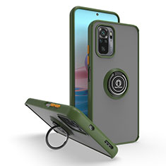 Funda Bumper Silicona y Plastico Mate Carcasa con Magnetico Anillo de dedo Soporte QW2 para Xiaomi Redmi Note 11 SE India 4G Ejercito Verde