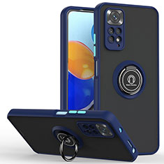 Funda Bumper Silicona y Plastico Mate Carcasa con Magnetico Anillo de dedo Soporte QW2 para Xiaomi Redmi Note 11S 4G Azul