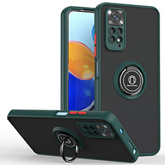 Funda Bumper Silicona y Plastico Mate Carcasa con Magnetico Anillo de dedo Soporte QW2 para Xiaomi Redmi Note 11S 4G Verde Noche