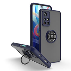 Funda Bumper Silicona y Plastico Mate Carcasa con Magnetico Anillo de dedo Soporte QW2 para Xiaomi Redmi Note 11T 5G Azul