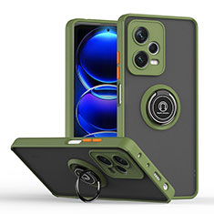 Funda Bumper Silicona y Plastico Mate Carcasa con Magnetico Anillo de dedo Soporte QW2 para Xiaomi Redmi Note 12 Pro 5G Ejercito Verde