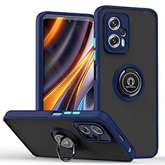 Funda Bumper Silicona y Plastico Mate Carcasa con Magnetico Anillo de dedo Soporte QW2 para Xiaomi Redmi Note 12T Pro 5G Azul