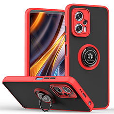 Funda Bumper Silicona y Plastico Mate Carcasa con Magnetico Anillo de dedo Soporte QW2 para Xiaomi Redmi Note 12T Pro 5G Rojo