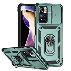 Funda Bumper Silicona y Plastico Mate Carcasa con Magnetico Anillo de dedo Soporte QW3 para Xiaomi Mi 11i 5G (2022) Verde