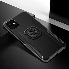 Funda Bumper Silicona y Plastico Mate Carcasa con Magnetico Anillo de dedo Soporte R01 para Apple iPhone 11 Negro