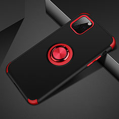 Funda Bumper Silicona y Plastico Mate Carcasa con Magnetico Anillo de dedo Soporte R01 para Apple iPhone 11 Pro Max Rojo y Negro