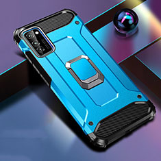 Funda Bumper Silicona y Plastico Mate Carcasa con Magnetico Anillo de dedo Soporte R01 para Huawei Honor V30 5G Azul Cielo