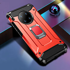 Funda Bumper Silicona y Plastico Mate Carcasa con Magnetico Anillo de dedo Soporte R01 para Huawei Mate 30 5G Rojo