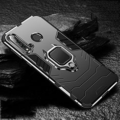 Funda Bumper Silicona y Plastico Mate Carcasa con Magnetico Anillo de dedo Soporte R01 para Huawei Nova 5i Negro