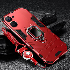 Funda Bumper Silicona y Plastico Mate Carcasa con Magnetico Anillo de dedo Soporte R01 para Realme 10S 5G Rojo