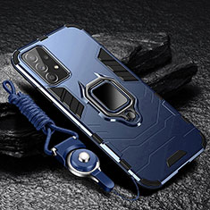 Funda Bumper Silicona y Plastico Mate Carcasa con Magnetico Anillo de dedo Soporte R01 para Samsung Galaxy M32 5G Azul