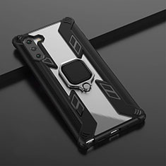 Funda Bumper Silicona y Plastico Mate Carcasa con Magnetico Anillo de dedo Soporte R01 para Samsung Galaxy Note 10 5G Negro