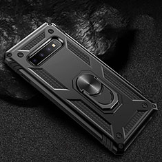 Funda Bumper Silicona y Plastico Mate Carcasa con Magnetico Anillo de dedo Soporte R01 para Samsung Galaxy S10 5G Negro