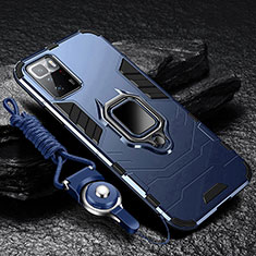 Funda Bumper Silicona y Plastico Mate Carcasa con Magnetico Anillo de dedo Soporte R01 para Xiaomi Poco X3 GT 5G Azul