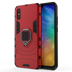 Funda Bumper Silicona y Plastico Mate Carcasa con Magnetico Anillo de dedo Soporte R01 para Xiaomi Redmi 9AT Rojo