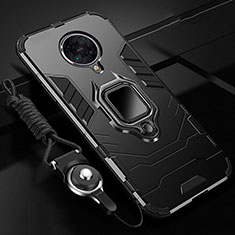 Funda Bumper Silicona y Plastico Mate Carcasa con Magnetico Anillo de dedo Soporte R01 para Xiaomi Redmi K30 Pro 5G Negro