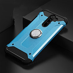 Funda Bumper Silicona y Plastico Mate Carcasa con Magnetico Anillo de dedo Soporte R01 para Xiaomi Redmi Note 8 Pro Azul Cielo