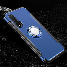 Funda Bumper Silicona y Plastico Mate Carcasa con Magnetico Anillo de dedo Soporte R02 para Huawei Nova 6 5G Azul