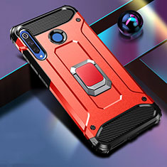 Funda Bumper Silicona y Plastico Mate Carcasa con Magnetico Anillo de dedo Soporte R02 para Huawei P30 Lite New Edition Rojo