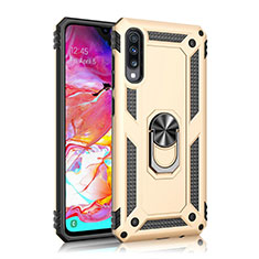 Funda Bumper Silicona y Plastico Mate Carcasa con Magnetico Anillo de dedo Soporte R02 para Samsung Galaxy A90 5G Oro