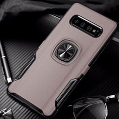 Funda Bumper Silicona y Plastico Mate Carcasa con Magnetico Anillo de dedo Soporte R02 para Samsung Galaxy S10 5G Oro Rosa