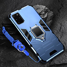 Funda Bumper Silicona y Plastico Mate Carcasa con Magnetico Anillo de dedo Soporte R02 para Samsung Galaxy S20 Plus Azul