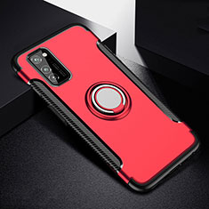 Funda Bumper Silicona y Plastico Mate Carcasa con Magnetico Anillo de dedo Soporte R03 para Huawei Honor V30 Pro 5G Rojo