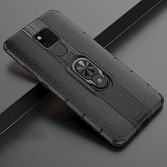 Funda Bumper Silicona y Plastico Mate Carcasa con Magnetico Anillo de dedo Soporte R03 para Huawei Mate 20 X 5G Negro