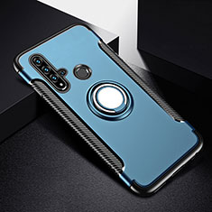 Funda Bumper Silicona y Plastico Mate Carcasa con Magnetico Anillo de dedo Soporte R03 para Huawei Nova 5i Azul