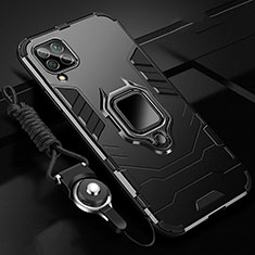Funda Bumper Silicona y Plastico Mate Carcasa con Magnetico Anillo de dedo Soporte R03 para Huawei P40 Lite Negro