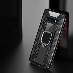 Funda Bumper Silicona y Plastico Mate Carcasa con Magnetico Anillo de dedo Soporte R03 para Samsung Galaxy S10e Negro