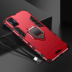 Funda Bumper Silicona y Plastico Mate Carcasa con Magnetico Anillo de dedo Soporte R03 para Xiaomi Redmi K50 Gaming 5G Rojo