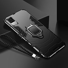 Funda Bumper Silicona y Plastico Mate Carcasa con Magnetico Anillo de dedo Soporte R03 para Xiaomi Redmi K50 Pro 5G Negro