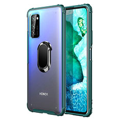 Funda Bumper Silicona y Plastico Mate Carcasa con Magnetico Anillo de dedo Soporte R04 para Huawei Honor V30 5G Verde